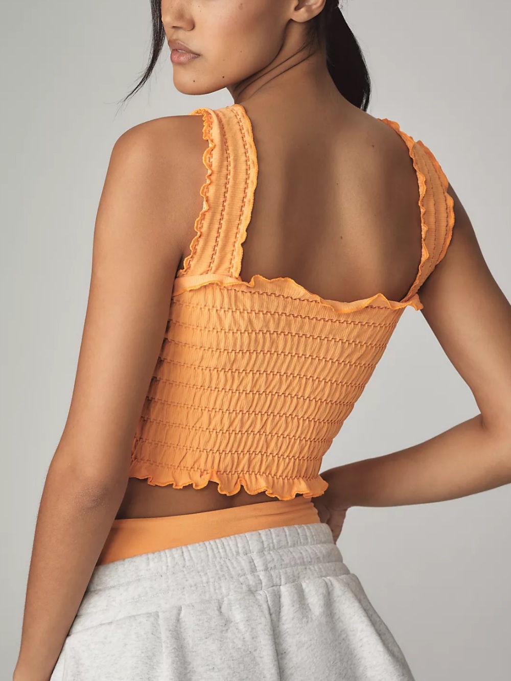Anthropologie by Anthro Regan Smocked Cropped Square Neck Tank Top - Picture 4 of 12